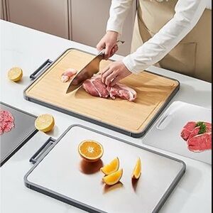 NEW Swshiiel Cutting Board with Bamboo and Stainless Steel Surfaces